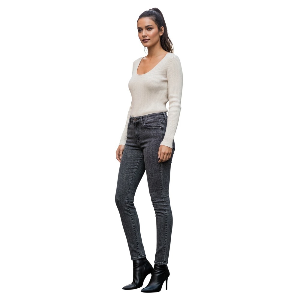PAIGE NWOT Grey Chevron Flocked Emily Ultra Skinny Jeans 29x29 USA Made $209